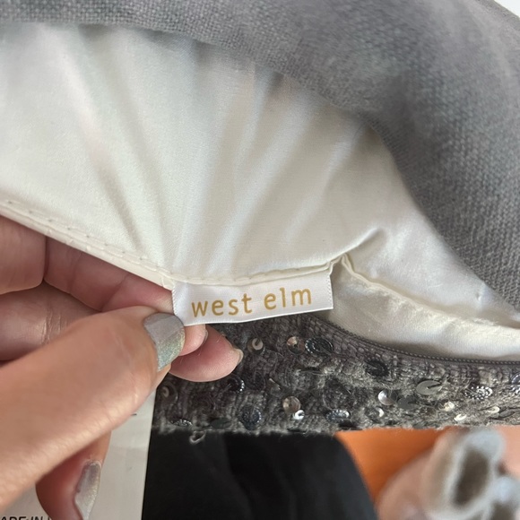 West Elm grey sequined throw pillow - 16x16 - Picture 4 of 9